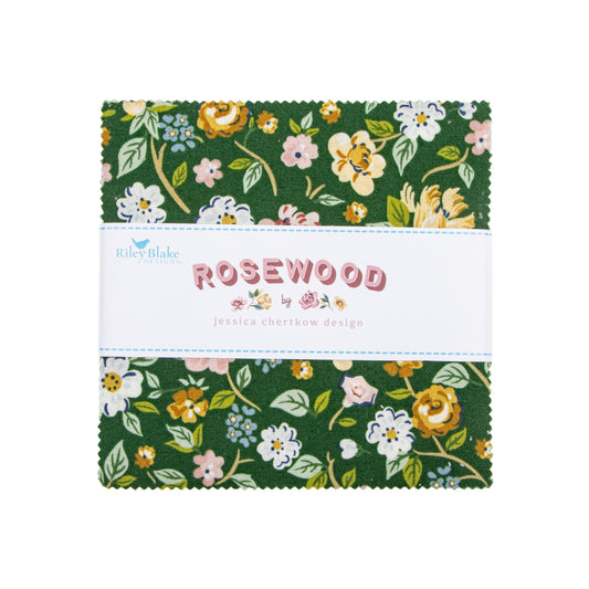 Rosewood 5" Stacker Floral Fabric - 5-17490-42 - 42-Piece Precut - Riley Blake Quilting Cotton Fabric