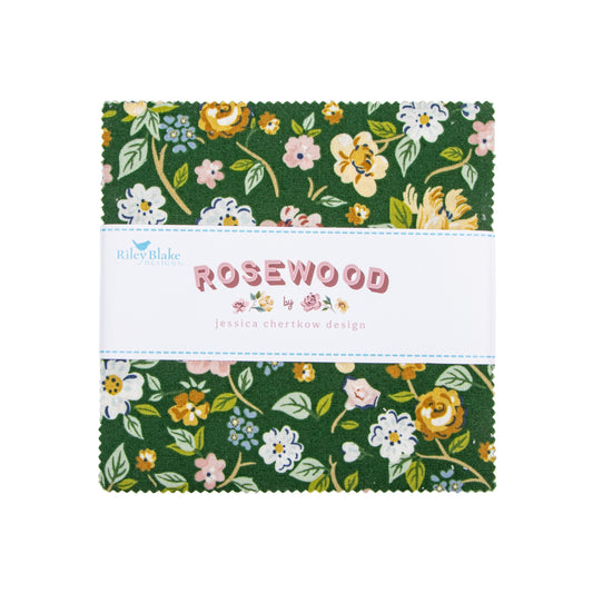 Rosewood 5" Stacker Floral Fabric - 5-17490-42 - 42-Piece Precut - Riley Blake Quilting Cotton Fabric