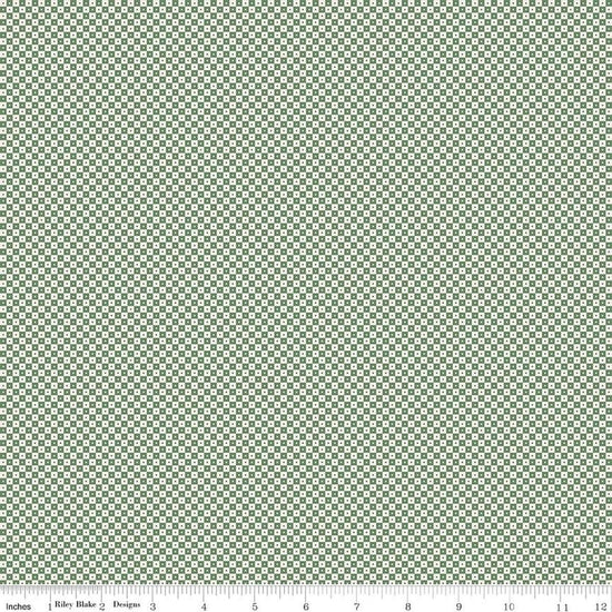 Image of Rosewood Brindle Green quilting cotton fabric by Jessica Chertkow for Riley Blake Designs. Features checks on a green background. Cute Little Fabric Shop.