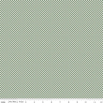 Image of Rosewood Brindle Green quilting cotton fabric by Jessica Chertkow for Riley Blake Designs. Features checks on a green background. Cute Little Fabric Shop.