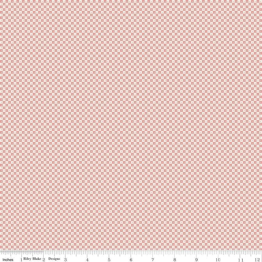 Image of Rosewood Brindle Pink quilting cotton fabric by Jessica Chertkow for Riley Blake Designs. Features checks on a pink background. Cute Little Fabric Shop.