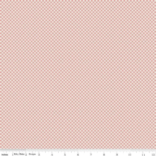Image of Rosewood Brindle Pink quilting cotton fabric by Jessica Chertkow for Riley Blake Designs. Features checks on a pink background. Cute Little Fabric Shop.