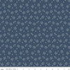 Image of Rosewood Posy Oxford quilting cotton fabric by Jessica Chertkow for Riley Blake Designs. Features flowers on a blue background. Cute Little Fabric Shop.