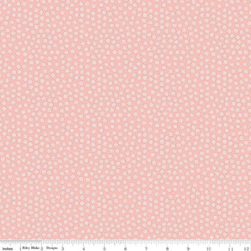 Image of Rosewood Cameo Pink quilting cotton fabric by Jessica Chertkow for Riley Blake Designs. Features dots on a pink background. Cute Little Fabric Shop.