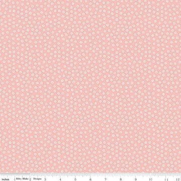 Image of Rosewood Cameo Pink quilting cotton fabric by Jessica Chertkow for Riley Blake Designs. Features dots on a pink background. Cute Little Fabric Shop.