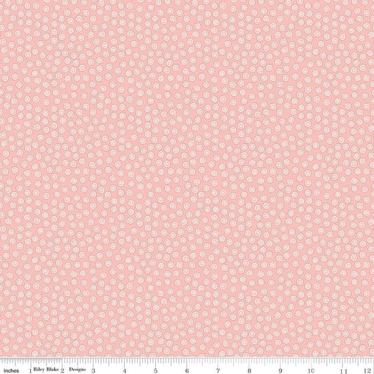 Image of Rosewood Cameo Pink quilting cotton fabric by Jessica Chertkow for Riley Blake Designs. Features dots on a pink background. Cute Little Fabric Shop.