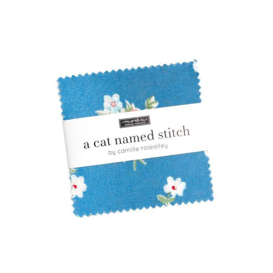 Cat Named Stitch Mini Charm Pack Floral Fabric - 55340MC - 42-Piece Precut - Moda Fabrics Quilting Cotton Fabric