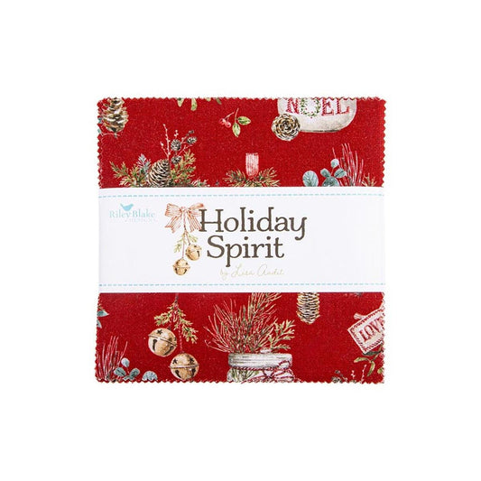 SALE Holiday Spirit 5" Stacker Christmas Fabric - 5-17460-42 - 42-Piece Precut - Riley Blake Quilting Cotton Fabric