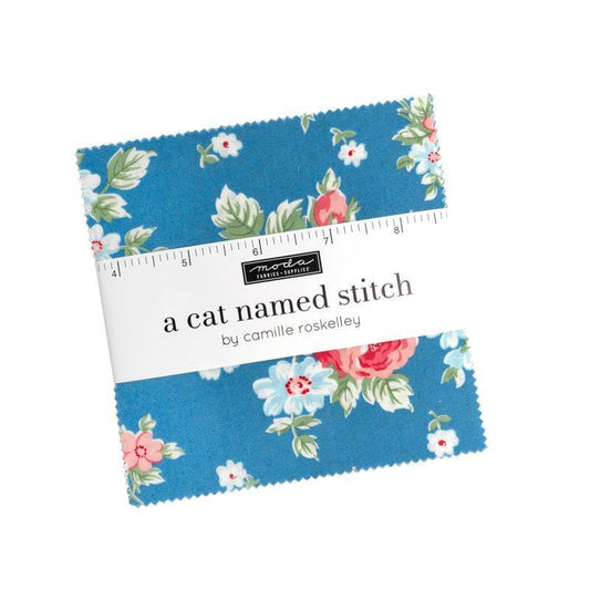 Cat Named Stitch Charm Pack Floral Fabric - 55340PP - 42-Piece Precut - Moda Fabrics Quilting Cotton Fabric