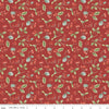 Image of Holiday Spirit Berries Red quilting cotton fabric by Lisa Audit for Riley Blake Designs. Features berries on a red background. Cute Little Fabric Shop.
