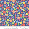 Image of Fruit Salad Novelty Cobalt quilting cotton fabric by Corey Yoder for Moda Fabrics. Features fruit on a blue background. Cute Little Fabric Shop.