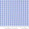 Image of Fruit Salad Gingham Light Blue quilting cotton fabric by Corey Yoder for Moda Fabrics. Features gingham on a blue background. Cute Little Fabric Shop.