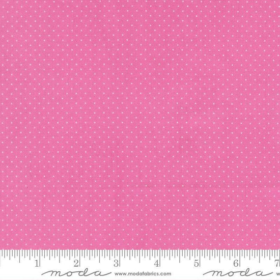 Image of Fruit Salad Dots Petal Pink quilting cotton fabric by Corey Yoder for Moda Fabrics. Features dots on a pink background. Cute Little Fabric Shop.