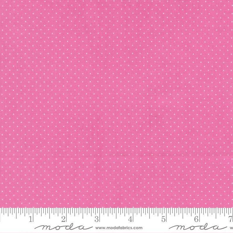 Image of Fruit Salad Dots Petal Pink quilting cotton fabric by Corey Yoder for Moda Fabrics. Features dots on a pink background. Cute Little Fabric Shop.