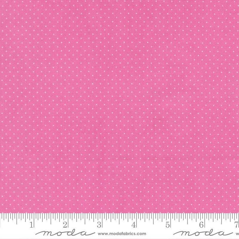 Image of Fruit Salad Dots Petal Pink quilting cotton fabric by Corey Yoder for Moda Fabrics. Features dots on a pink background. Cute Little Fabric Shop.