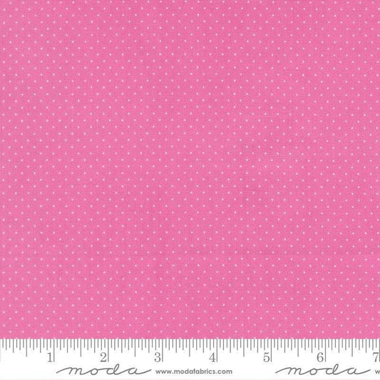 Image of Fruit Salad Dots Petal Pink quilting cotton fabric by Corey Yoder for Moda Fabrics. Features dots on a pink background. Cute Little Fabric Shop.