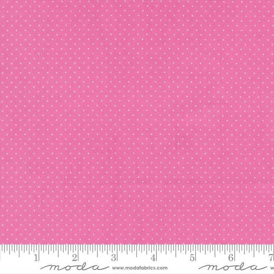 Image of Fruit Salad Dots Petal Pink quilting cotton fabric by Corey Yoder for Moda Fabrics. Features dots on a pink background. Cute Little Fabric Shop.