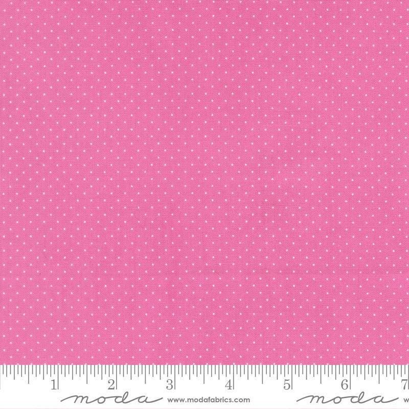 Image of Fruit Salad Dots Petal Pink quilting cotton fabric by Corey Yoder for Moda Fabrics. Features dots on a pink background. Cute Little Fabric Shop.