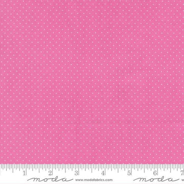 Image of Fruit Salad Dots Petal Pink quilting cotton fabric by Corey Yoder for Moda Fabrics. Features dots on a pink background. Cute Little Fabric Shop.