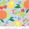 Image of Fruit Salad Fruits Light Blue quilting cotton fabric by Corey Yoder for Moda Fabrics. Features fruit on a blue background. Cute Little Fabric Shop.