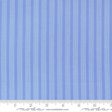 Image of Fruit Salad Stripes Sky quilting cotton fabric by Corey Yoder for Moda Fabrics. Features stripes on a blue background. Cute Little Fabric Shop.