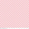 Image of Whimsical Woodland Diagonal Gingham Pink quilting cotton fabric by Tasha Noel for Riley Blake Designs. Features gingham on a pink background. Cute Little Fabric Shop.