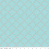 Image of Whimsical Woodland Lattice Aqua quilting cotton fabric by Tasha Noel for Riley Blake Designs. Features flowers on a blue background. Cute Little Fabric Shop.