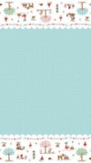 Whimsical Woodland Border Print Aqua Blue Polka Dot Fabric - C17648 - Riley Blake Quilting Cotton Fabric