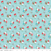 Image of Whimsical Woodland Floral Aqua quilting cotton fabric by Tasha Noel for Riley Blake Designs. Features flowers on a blue background. Cute Little Fabric Shop.