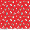 Image of Whimsical Woodland Floral Red quilting cotton fabric by Tasha Noel for Riley Blake Designs. Features flowers on a red background. Cute Little Fabric Shop.