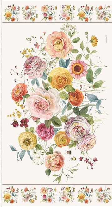 SALE Sketchbook Floral Panel DIGITALLY PRINTED Fabric - PD17527 - Riley Blake Quilting Cotton