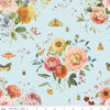 Image of Sketchbook Main Blue quilting cotton fabric by Lisa Audit for RIley Blake Designs. Features flowers on a blue background. Cute Little Fabric Shop.