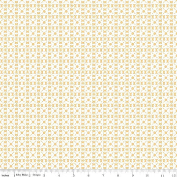 Image of Sketchbook Geo Sunny quilting cotton fabric by Lisa Audit for RIley Blake Designs. Features a geometric pattern on a yellow background. Cute Little Fabric Shop.