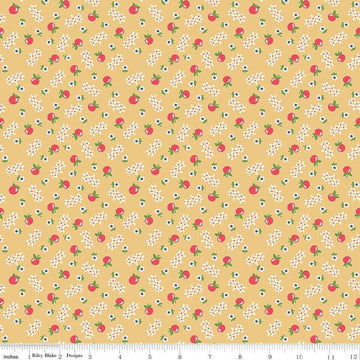 SALE Farm Girl Vintage Apple Honey Yellow Floral Fruit Fabric - C7874 Lori Holt Riley Blake Quilting Cotton Fabric