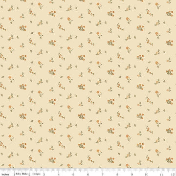 Image of Bountiful Flower Toss Ivory quilting cotton fabric by Sandy Gervais for Riley Blake Designs. Features flowers on a cream background. Cute Little Fabric Shop.