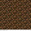 Image of Bountiful Bittersweet Mocha quilting cotton fabric by Sandy Gervais for Riley Blake Designs. Features flowers on a brown background. Cute Little Fabric Shop.