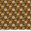 Image of Bountiful Floral Mocha quilting cotton fabric by Sandy Gervais for Riley Blake Designs. Features flowers on a brown background. Cute Little Fabric Shop.
