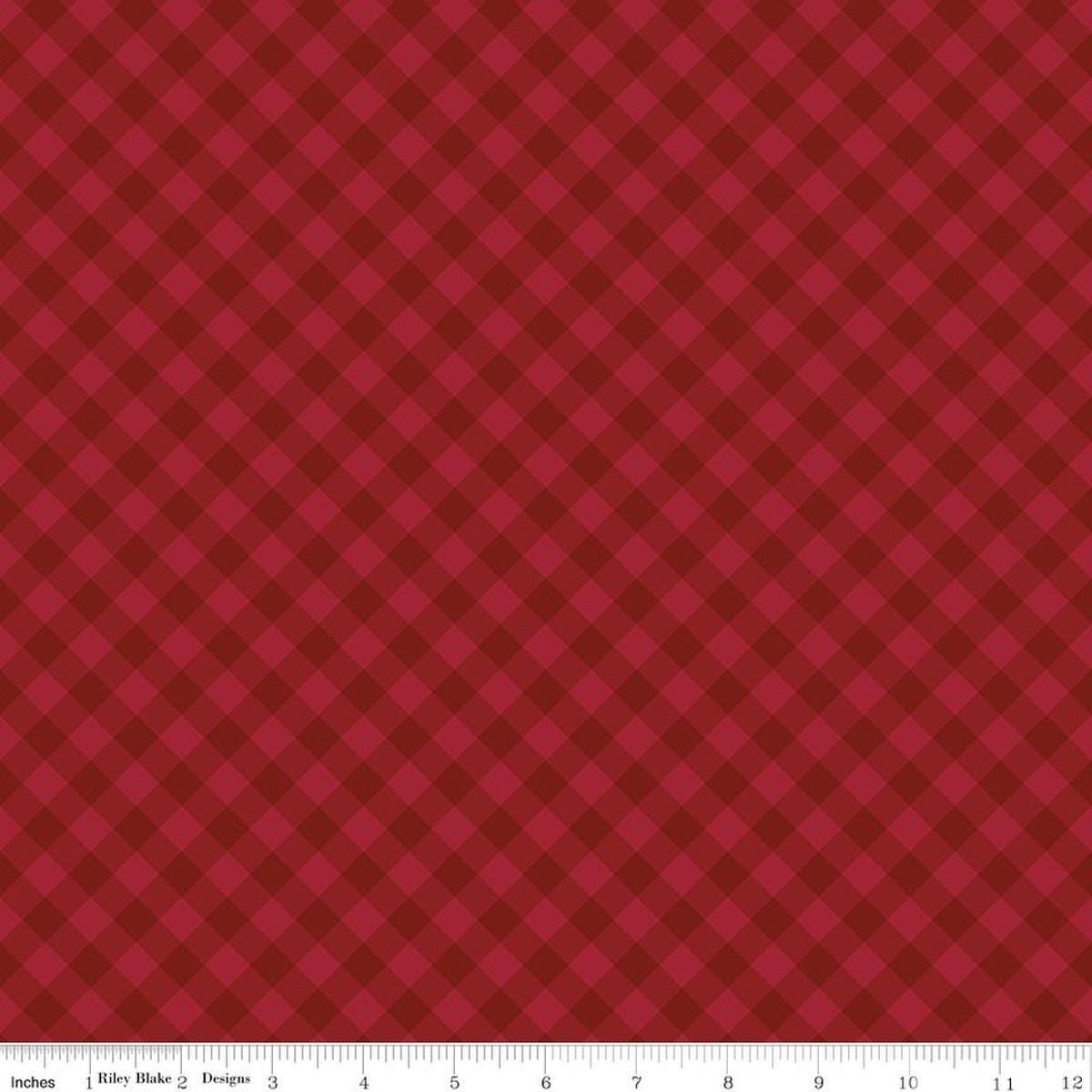 Image of Christmas Time Plaid Red quilting cotton fabric by Dani Mogstad for Riley Blake Designs. Features plaid on a red background. Cute Little Fabric Shop.