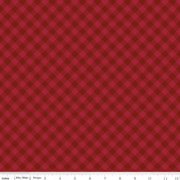 Image of Christmas Time Plaid Red quilting cotton fabric by Dani Mogstad for Riley Blake Designs. Features plaid on a red background. Cute Little Fabric Shop.