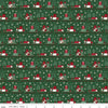Image of Christmas Time Sleds Forest quilting cotton fabric by Dani Mogstad for Riley Blake Designs. Features presents on a green background. Cute Little Fabric Shop.