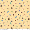 Image of Colorful Critters Bug Toss Yellow Quilting Cotton Fabric by Official Licensed Product for Riley Blake Designs. Features insects on a yellow background. Cute Little Fabric Shop.