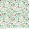Image of Colorful Critters Botanical White Quilting Cotton Fabric by Official Licensed Product for Riley Blake Designs. Features leaves on a white background. Cute Little Fabric Shop.