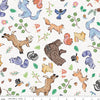 Image of Colorful Critters Main White Quilting Cotton Fabric by Official Licensed Product for Riley Blake Designs. Features animals on a white background. Cute Little Fabric Shop.