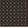 Image of Orchard House Medallions Black quilting cotton fabric by Heather Peterson for Riley Blake Designs. Features flowers on a black background. Cute Little Fabric Shop.