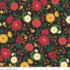 Image of Orchard House Main Black quilting cotton fabric by Heather Peterson for Riley Blake Designs. Features flowers on a black background. Cute Little Fabric Shop.