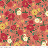 Image of Orchard House Main Coral quilting cotton fabric by Heather Peterson for Riley Blake Designs. Features flowers on a pink background. Cute Little Fabric Shop.
