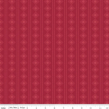 Image of Orchard House Stripes Red quilting cotton fabric by Heather Peterson for Riley Blake Designs. Features stripes on a red background. Cute Little Fabric Shop.
