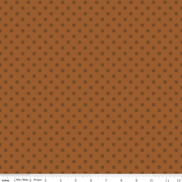 Image of Orchard House Geometric Brown quilting cotton fabric by Heather Peterson for Riley Blake Designs. Features a geometric pattern on a brown background. Cute Little Fabric Shop.