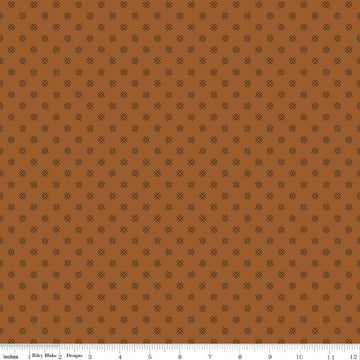 Image of Orchard House Geometric Brown quilting cotton fabric by Heather Peterson for Riley Blake Designs. Features a geometric pattern on a brown background. Cute Little Fabric Shop.