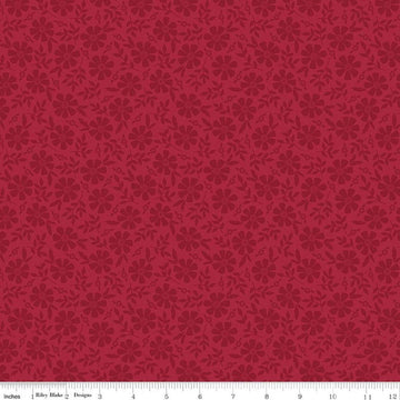 Image of Orchard House Tonal Flowers Red quilting cotton fabric by Heather Peterson for Riley Blake Designs. Features flowers on a red background. Cute Little Fabric Shop.